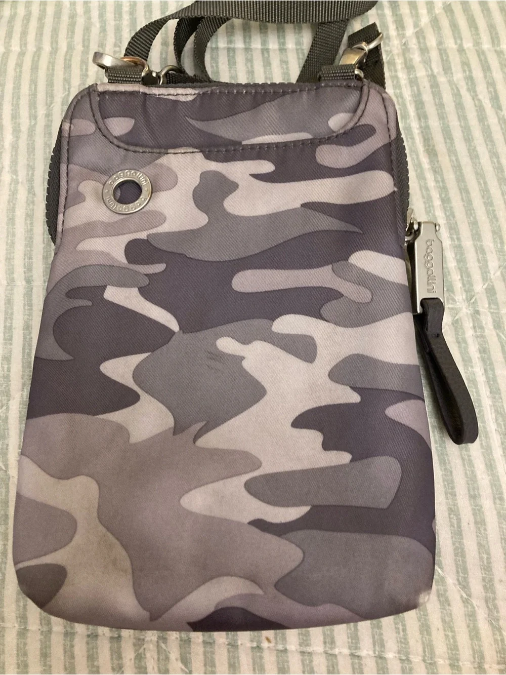 Baggallini Gray Camo Crossbody Pouch